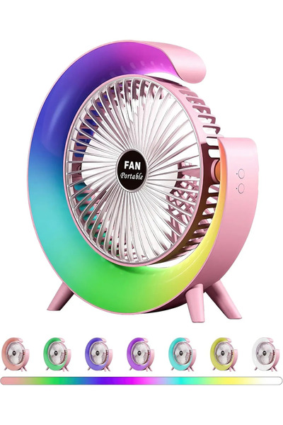 Polin Colorful Led Işıklı Şarjlı Masa Üstü Fan ,Vantilatör