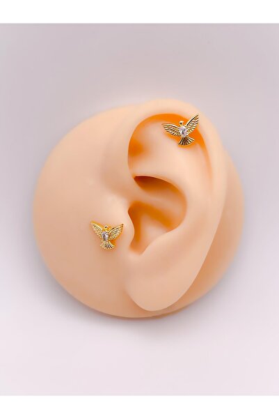 Trinos Cerrrahi Çelik Piercing ( Pirsing ) Zirkon Anka Kuşu Tragus Helix Pier...