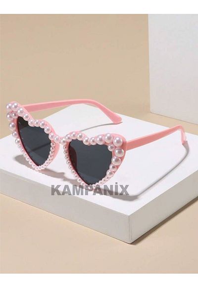 KAMPANİX Pink Heart with Pearl Glasses Party Bride Birthday Wedding China