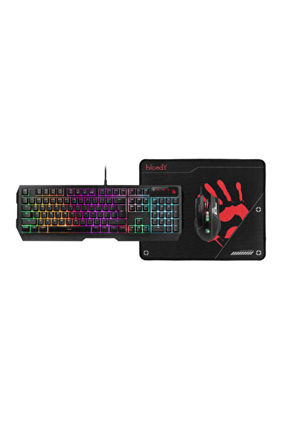 A4 Tech Kit Gaming A4Tech Bloody - B1700, Keyboard + Mouse + Mouse Pad, Wired, USB, RGB Lighting (Black)