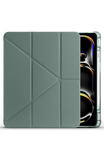 AktarMobile iPad Air 13 M2 / M3 uyumlu Kılıf Kalem Bölmeli Tri Folding Standl...