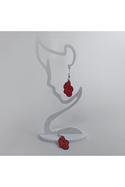 TERARYUM SEPETİM 3D Design Red Black Cloud Earrings