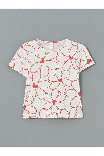 LC Waikiki New Season Crew Neck Floral Girl's T-Shirt