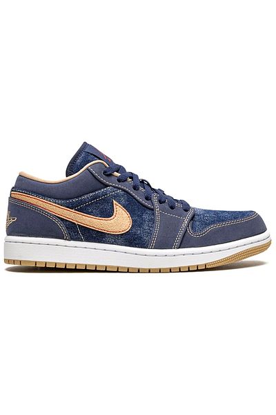 Nike Air Jordan 1 Low SE "Denim" Sneakers for Men – Blue Denim with Brown Trim