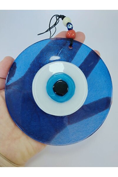 ella'nın çarşısı 12 سم خرز زجاجي معلق مزين بالخرز الأزرق الشفاف مصنوع يدويًا.