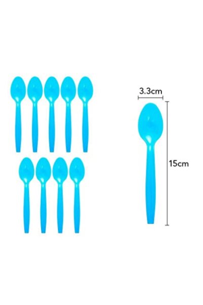 Teo Set of 10 Disposable Spoons 15 x 3.3 cm, blue