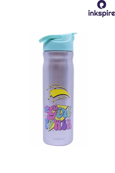 inkspire Patterned Children's Water Bottle 500 ml Steel Water Bottle Water Leak Proof Steel Water Bottle with Straw Does Not Smell Student Water Bottle