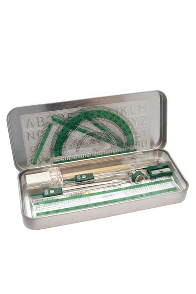 Roco Geometry Set – Acrylic & Tin Container, 10 Pieces