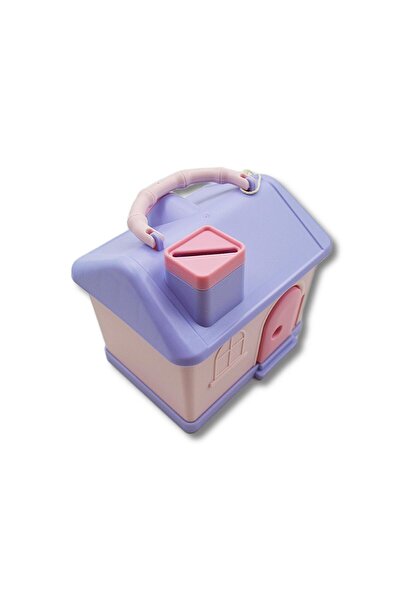 Linea Plastic House Shaped Piggy Bank with Lock (3438) Lilac-Pink
