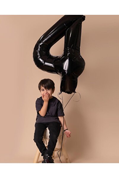 Dekals 4 Years Old Black Foil Balloon Birthday and Party Balloon 34 Inch 76-8...