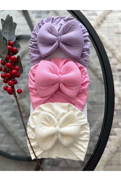 VANİLLİA قبعة وشاح للأطفال البنات بطبقة مزدوجة مع فيونكة