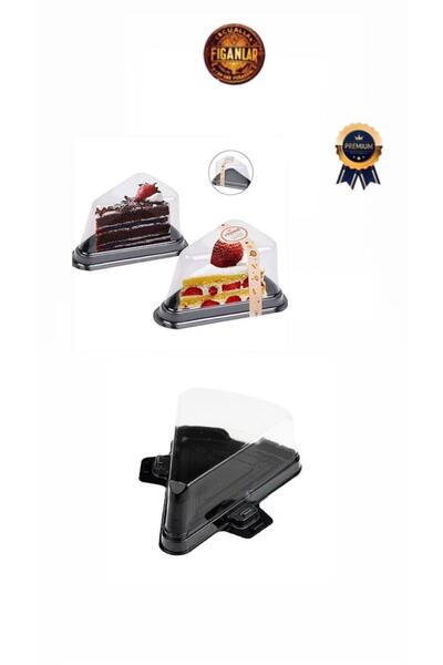 figanlar ambalaj Üçgen Dilimli Pasta kabı plastik şeffaf kapaklı siyah tabanl...
