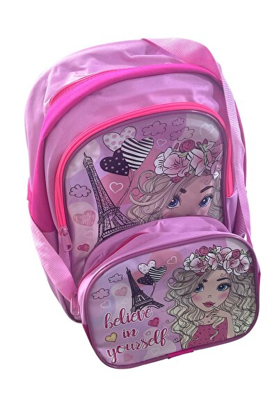 GÜZELYÜZ AVM Kız Çocuk İlk Okul Çantası Beslenmeli Sırt Çantası Seti Model 1