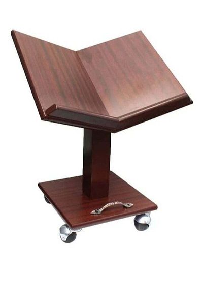 S Z F Store A movable wooden Qur’an stand and holder with wheels, brown, size 45 cm