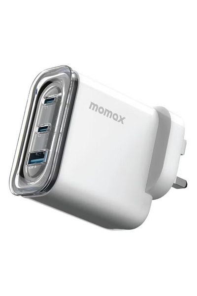 Momax 1-Charger Flow Plus PD 80W 3 Ports Gan Wall Charger - White