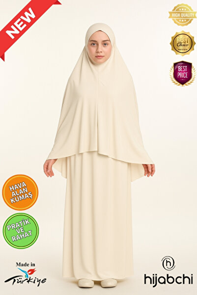 hijabchi Practical Prayer Garment - Breathable Air Conditioned Fabric - New Collection - Cream