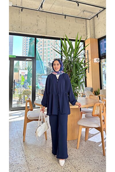 Bluezade Aerobin bağcıklı ikili takım pantolon tesettür alt üst