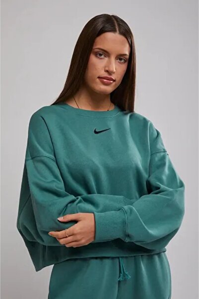 Nike Sportswear Essantial Collection Oversize Kesim Yeşil Kadın Sweatshrit