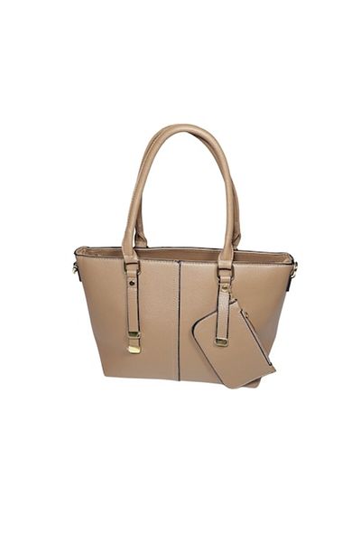 L-line fashion Women's bag, with two fixed straps, tan brown, 40x25x12
