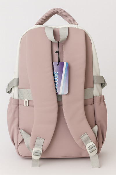 max point Pink Cream Colored School and Daily Backpack with Laptop Compartment, Four Compartments, Waterproof Double Side Pocket