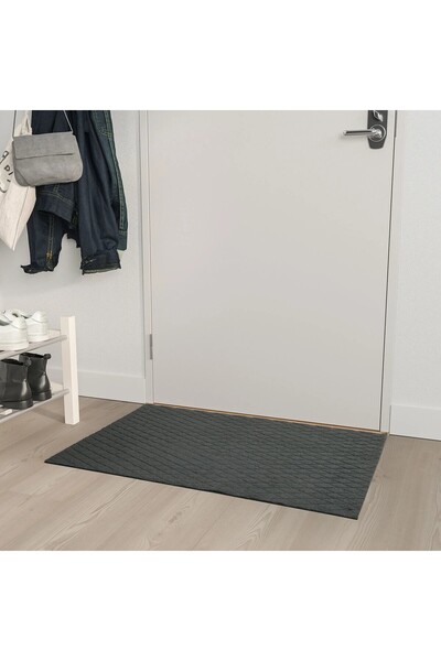 TEZPAZAR Österild Kapı Önü Paspası Uzunluk 90 Cm Desenli İnce Paspas Koyu Gri Genişlik 60 Cm I.k:e.a