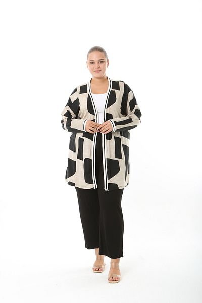 XL Modam Women's Lycra Viscose Patterned Large Size Cardigan