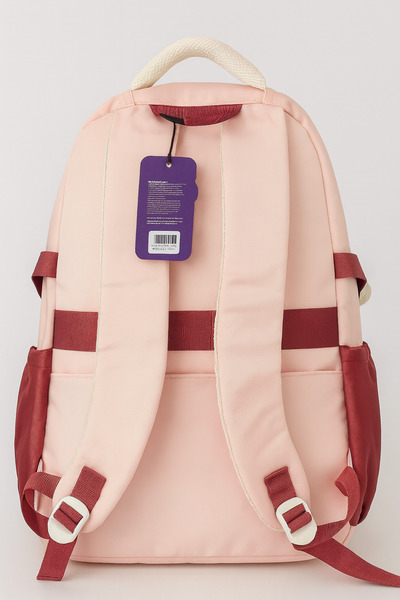 max point Pink Cream Red Colored School and Daily Backpack with Laptop Compartment Four Compartments Waterproof Double