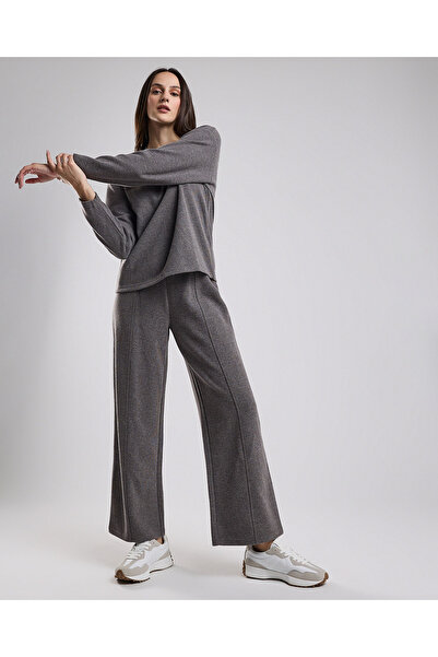 R&B بنطلون محبوك ذو ملمس خصر مطاطي