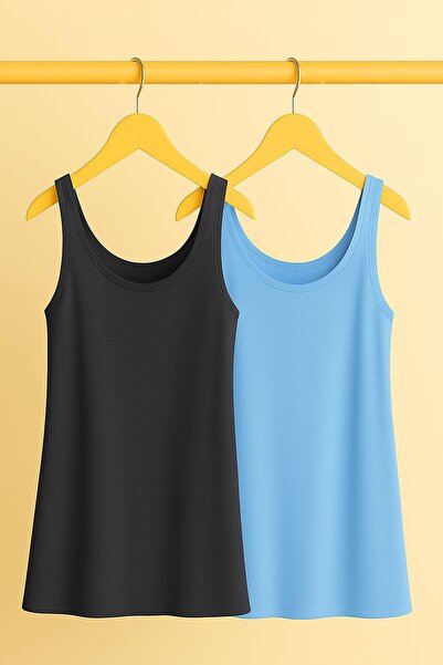 COTENCONCEPT 2 Pieces A-Line Comfortable Fit Basic Thick Strap Undershirt T-S...