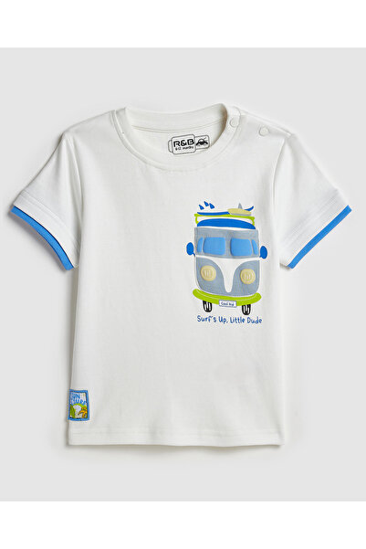 R&B تي شيرت مطبوع برقبة دائرية وأكمام قصيرة