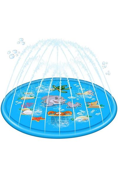Generic Kids Splash Pad, 100 cm Ocean Theme Water Play Mat, BPA-Free PVC Sprinkler Pad