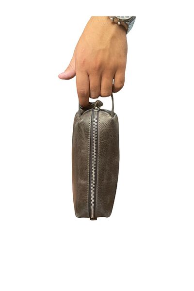 SANAT Unisex Genuine Leather Portfolio Clutch Stylish and Gentle Shaving Cosmetic Care and Daily Hand Bag 19X9X10