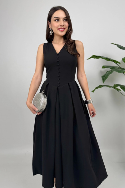 Dolcha Nora Kadın Şık Ofis, Günlük ve Davet Siyah Elbise – Rahat ve Modern Tasarım
