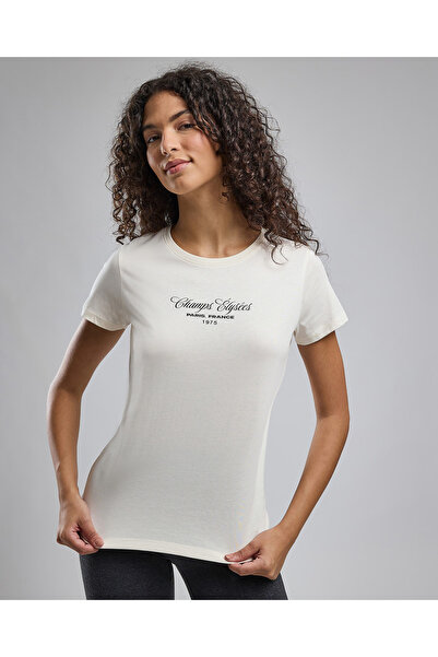 R&B تي شيرت بطبعة خطية مع رقبة دائرية وأكمام قصيرة