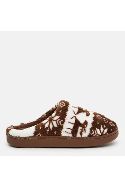 Intisimo Slippers, Warm Material, Christmas Theme, Brown - 36