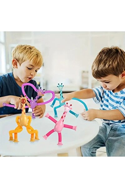 MOODİES 3'lü Set Renkli Esnek Zürafa Emme Kupası ile - Gençler için Eğlenceli...