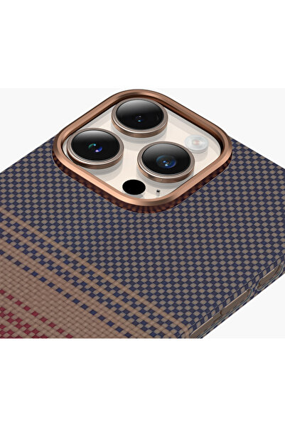 Fuchsia iPhone 16 Pro Max ile Uyumlu Kevlar Manyetik Şarj Kılıf