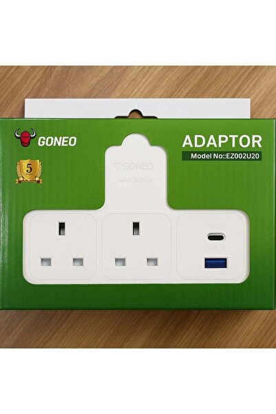 GONEO Triple Outlet Wall Adapter + USB-A & USB-C - Model EZ002U20