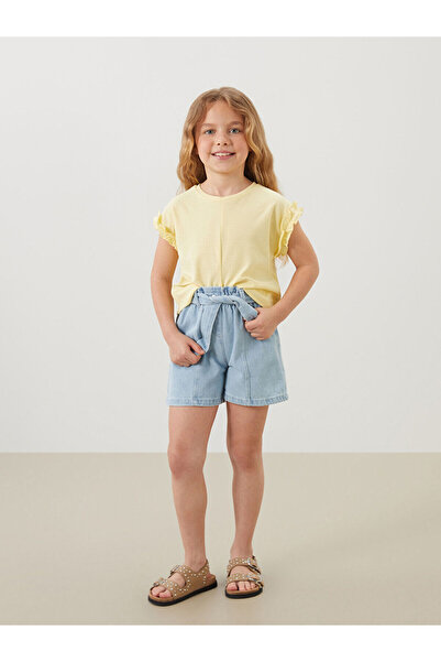 LC Waikiki مجموعة إلسيفا شورت جينز أزرق للفتيات بخصر مطاطي