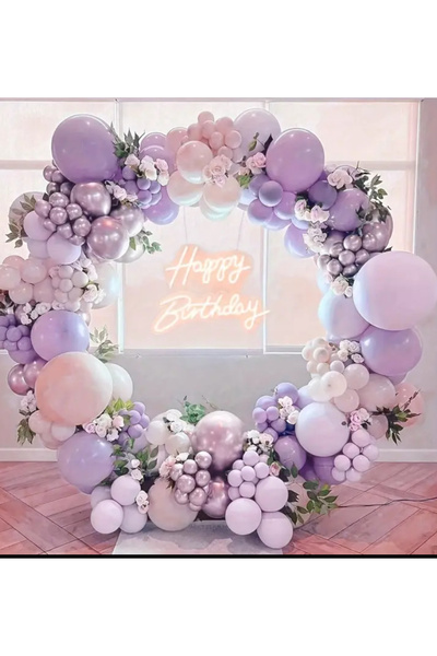 Çemrek Süs Parti مجموعة سلاسل بالونات باللون الوردي الفاتح من الكروم باللون الوردي الفاتح مكونة من 100 قطعة