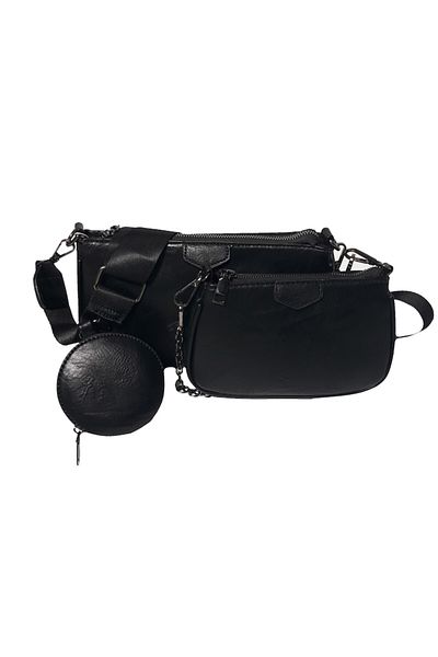 L-line fashion Women's bag set, 3 pieces, black