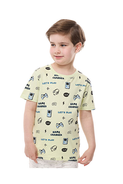 R&B Printed T-Shirt with Crew Neck and Short Sleeves
