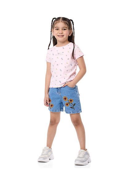 R&B Embroidered Denim Shorts