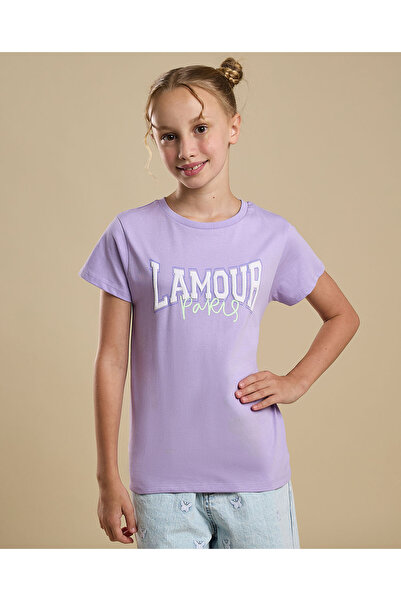 R&B Typography Print T-Shirt with Crew Neck and Short Sleeves