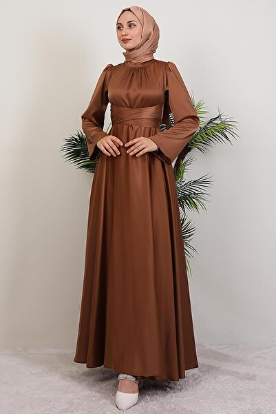 GİYZAMİLA Sadem Hijab Dress Light Brown