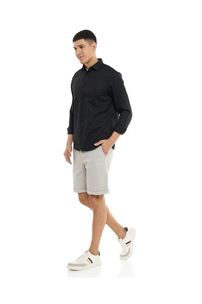 R&B Textured Shorts with Button Closure