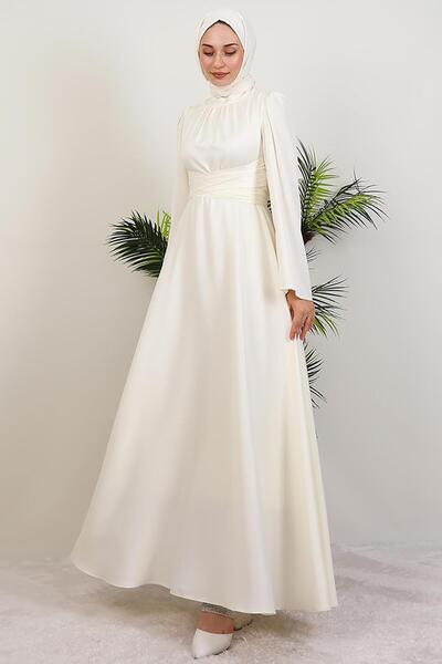 GİYZAMİLA Sadem Hijab Dress Off White