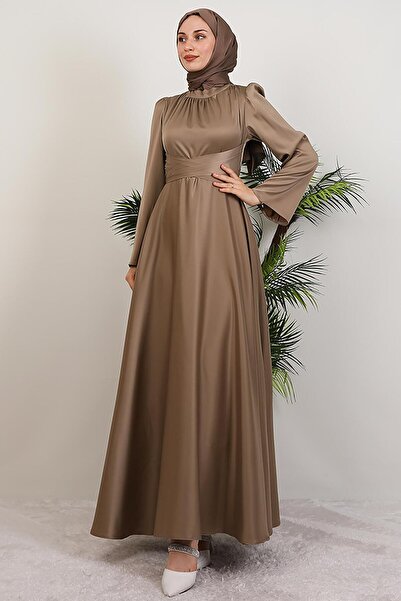 GİYZAMİLA Sadem Hijab Dress Dark Mink