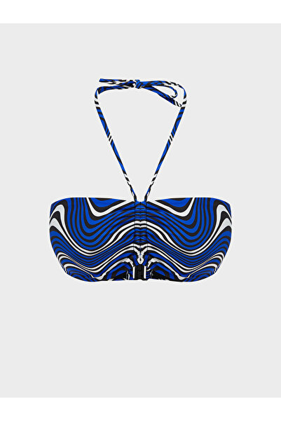 LC Waikiki Γυναικείο μπλουζάκι μπικίνι Με σχέδιο με μπλε αφαιρούμενα επιθέματα