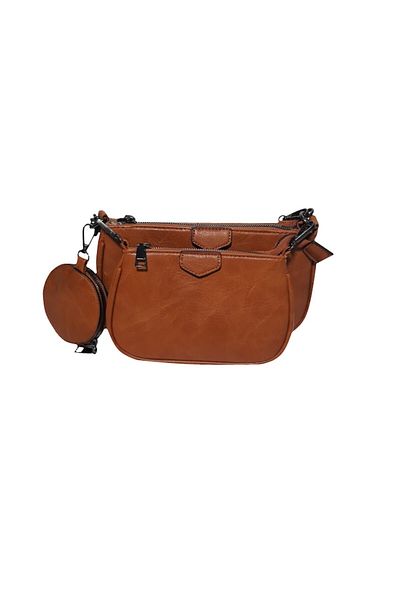 L-line fashion Women's bag set, 3 pieces, brown